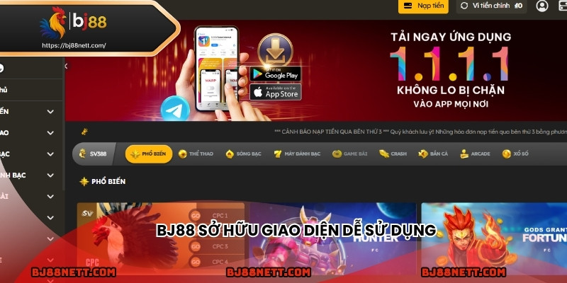 BJ88 sở hữu giao diện dễ sử dụng