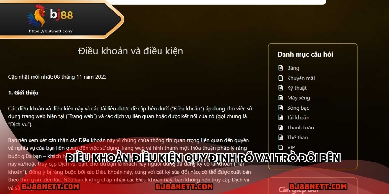 Điều khoản điều kiện quy định rõ vai trò đôi bên